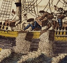 Americans Throwing the Cargoes of the Tea Ships into the River, at Boston